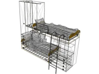 Bunk Bed Dual 3D Model preview