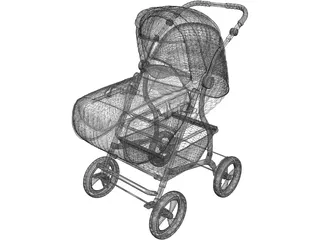 Baby Stroller 3D Model preview