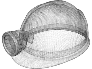 Miners Helmet with Head Lamp 3D Model preview
