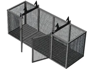 Steel Cage with Doors 3D Model preview