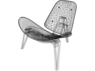 Hans J Wegner Three Legged Chair 3D Model preview