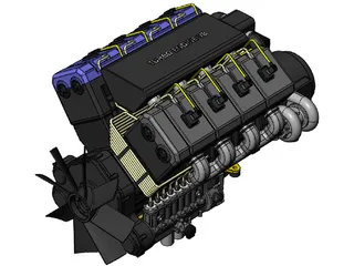 Turbo Diesel Engine 3D Model preview