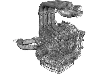 Mazda 13B Engine 3D Model preview