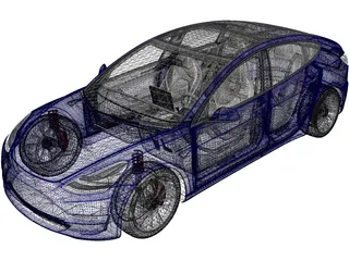 Tesla Model 3 (2020) 3D Model preview