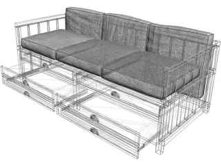 Leather Sofa 3D Model preview