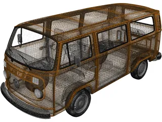 Volkswagen Transporter T2 (1972) 3D Model preview