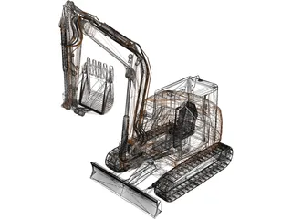 CASE CX80C Midi Excavator 3D Model preview