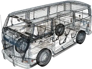 Volkswagen Kombi (1970) 3D Model preview