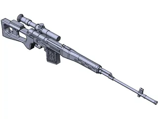 SVD Dragunov Sniper Rifle 3D Model preview