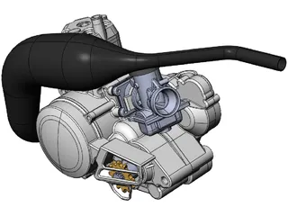 Two Stroke 125cc Engine 3D Model preview