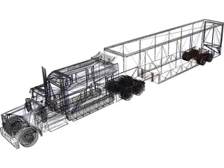 Kenworth W900 Custom with Trailer 3D Model preview