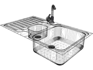 Steel Sink and Faucet 3D Model preview
