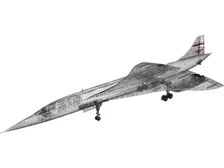 Concorde British Airways 3D Model preview