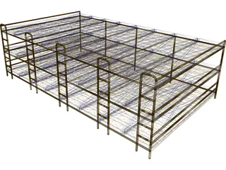 Hostel Bed 3D Model preview