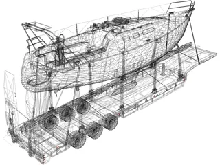 Trailer Boat 3D Model preview