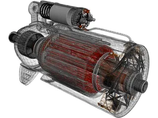 Starting Motor Cutway 3D Model preview