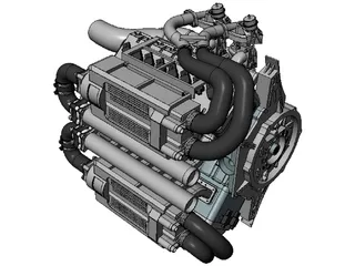 Bugatti Veyron W16 Engine 3D Model preview