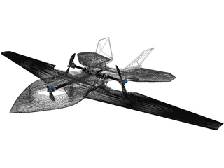 Trirotor Drone 3D Model preview
