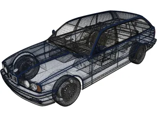 BMW 5-Series E34 Touring (1991) 3D Model preview