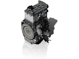 3 Cylinder Engine 3D Model preview