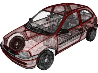 Opel Corsa 3-door (1998) 3D Model preview