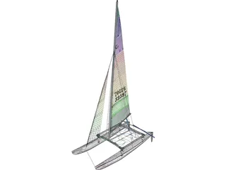 Hobie 16 Racing Catamaran 3D Model preview