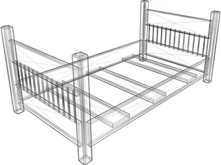 Bed Frame 3D Model preview