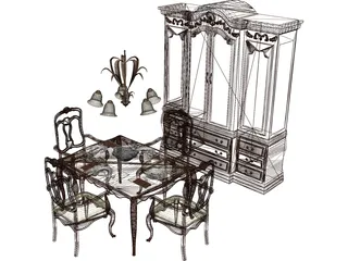 Dining Set 3D Model preview