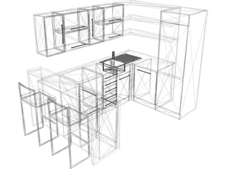 Kitchen with Sink 3D Model preview