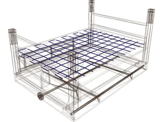 Rope Bed Frame with Drawers 3D Model preview