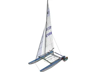 HobieCat 14 Turbo Racing Catamaran 3D Model preview