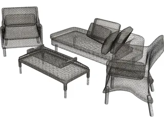 Rattan Set 3D Model preview