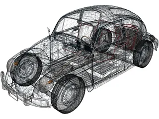 Volkswagen Beetle (1962) 3D Model preview