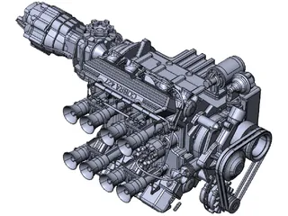 Jaguar XJ13 Engine and Gearbox 3D Model preview