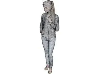 Woman Jeans High Heels 3D Model preview