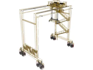 RTG Container Port Crane 3D Model preview