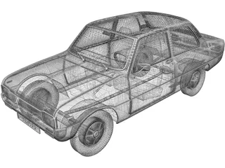 Mazda 1000 2-Door Sedan (1973) 3D Model preview
