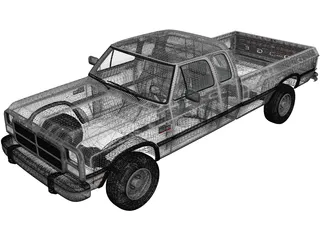 Dodge Ram Club Cab (1991) 3D Model preview