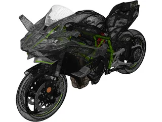 Kawasaki Ninja H2R Supercharged 3D Model preview