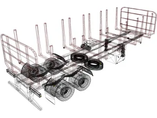 Wood Trailer 3D Model preview