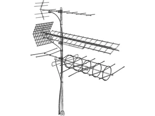 Aerial TV Antenna 3D Model preview