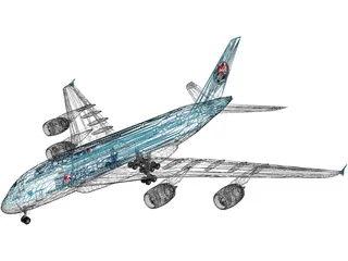Airbus A380 Korean Air 3D Model preview