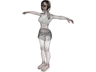 Girl In Skirt 3D Model preview