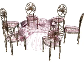 Table and Chairs 3D Model preview