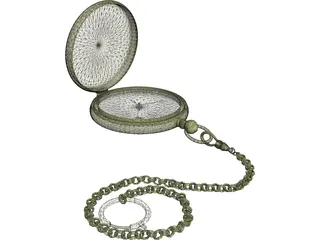 Golden Pocketwatch 3D Model preview