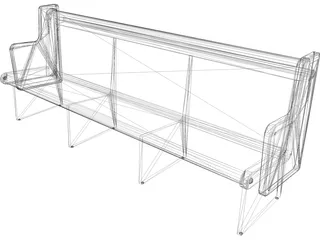 Church Bench 3D Model preview
