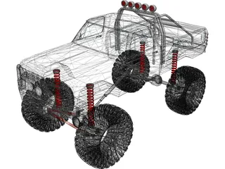 Dodge Ram 4x4 Tuned (1984) 3D Model preview