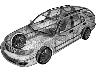 Saab 9-5 Aero Wagon (2005) 3D Model preview