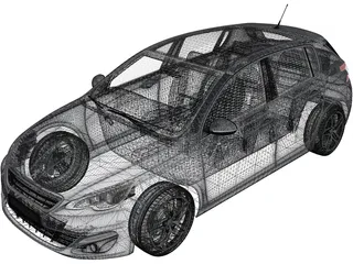 Peugeot 308 (2014) 3D Model preview