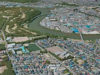 Akita City, Japan (2020) 3D Model preview